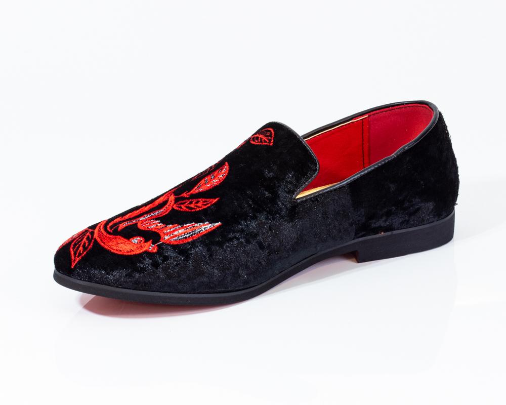 red and black dress shoes